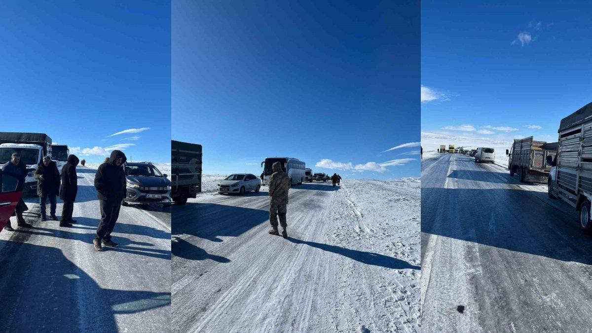 Kars-Ardahan karayolunda buz esareti: Yüzlerce araç ve yolcu mahsur kaldı!