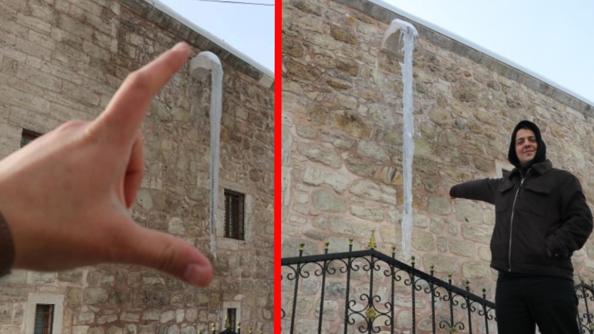 Soğuk hava sadece vatandaşı değil şehri de dondurdu! Sivas’ta metrelerce uzunlukta buz sarkıtları oluştu