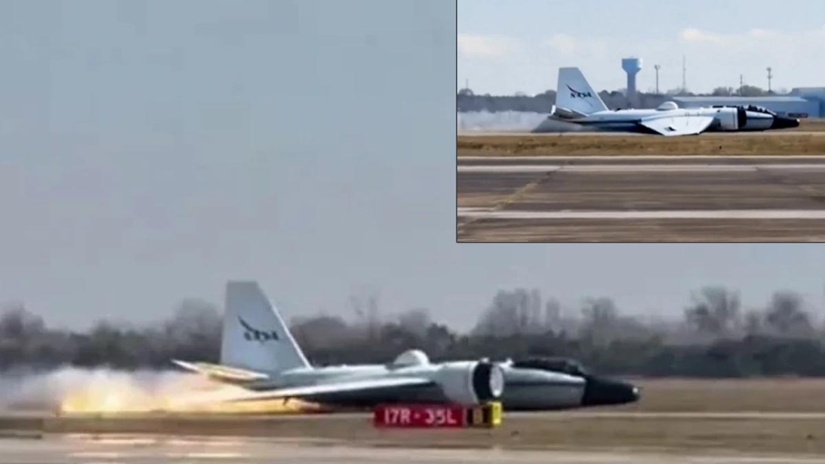 NASA araştırma uçağında faciadan dönüldü: İniş takımları açılmayan uçak gövde üzerine indi