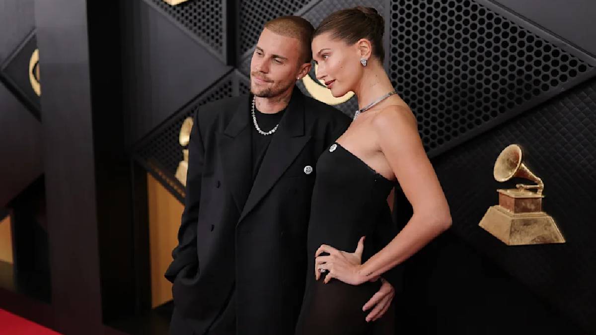 Ünlü çiftten rozetli tepki! Justin ve Hailey Bieber Grammy’de ‘ICE OUT’ rozeti taktı