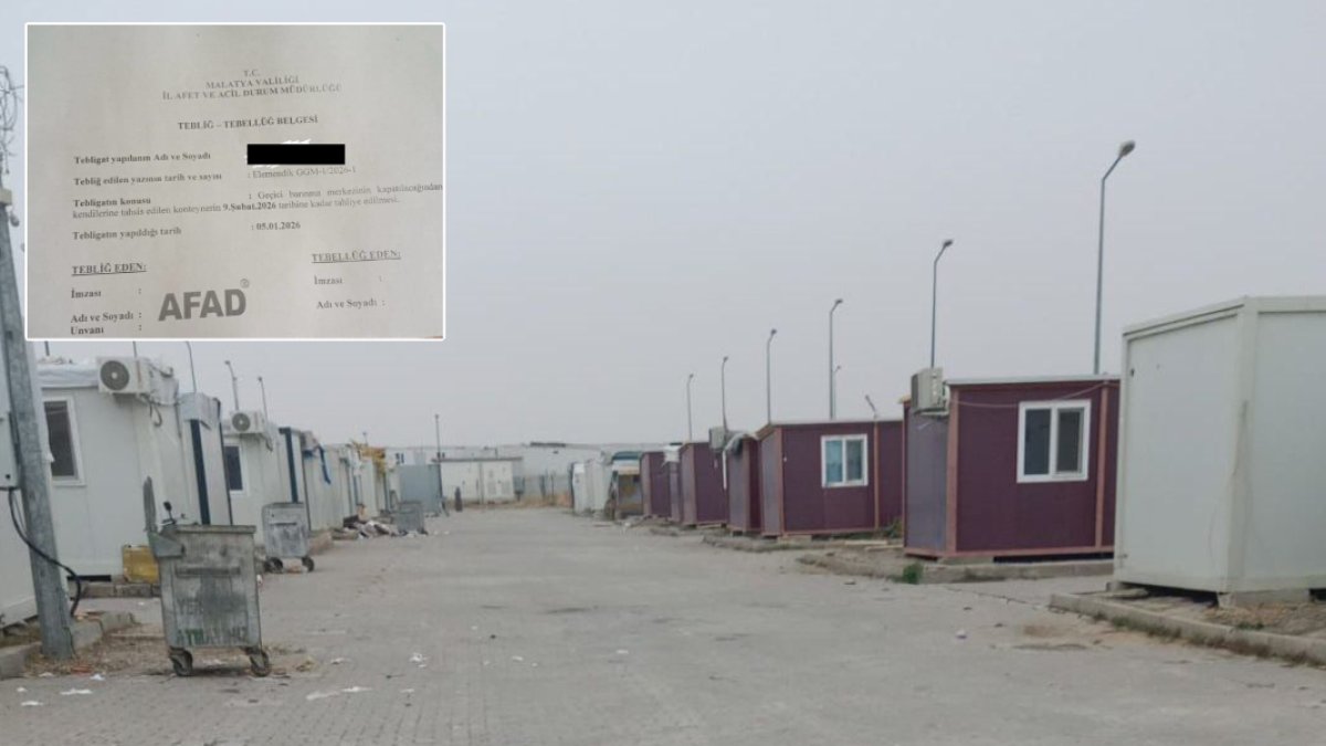 Malatya'da depremzedelere tahliye tebligatı: Konteyner kentin 9 Şubat'a kadar boşaltılması istendi