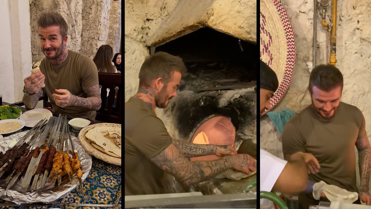 David Beckham'dan kebap şov! Katar'da lavaş açıp kebap yedi
