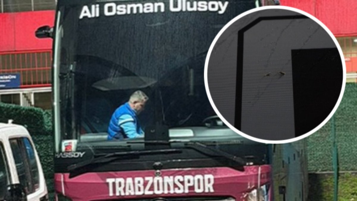 Trabzonspor otobüsüne taşlı saldırı