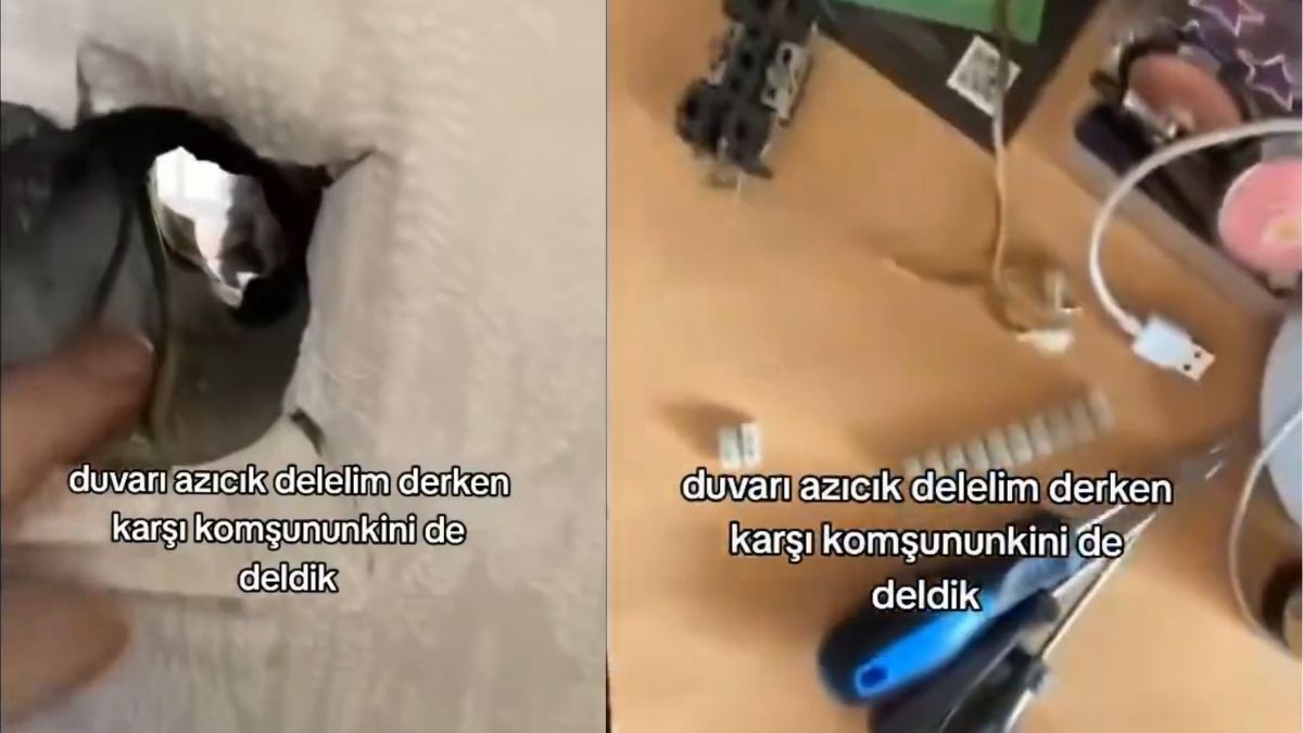 Duvarını delmek isterken karşı komşunun duvarını da deldi: Karşılaştığı manzara sosyal medyada gündem oldu