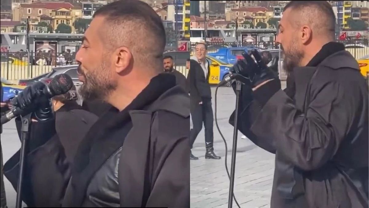 Sokakta gören şaşırdı: Ünlü şarkıcı mikrofonuyla Eminönü’nde!