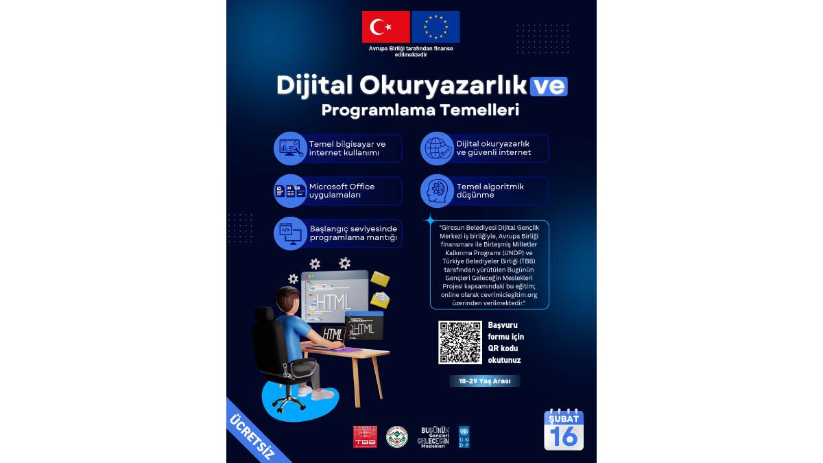 Dijital Okuryazarlık ve Programlama Temelleri eğitimi 16 Şubat’ta başlıyor
