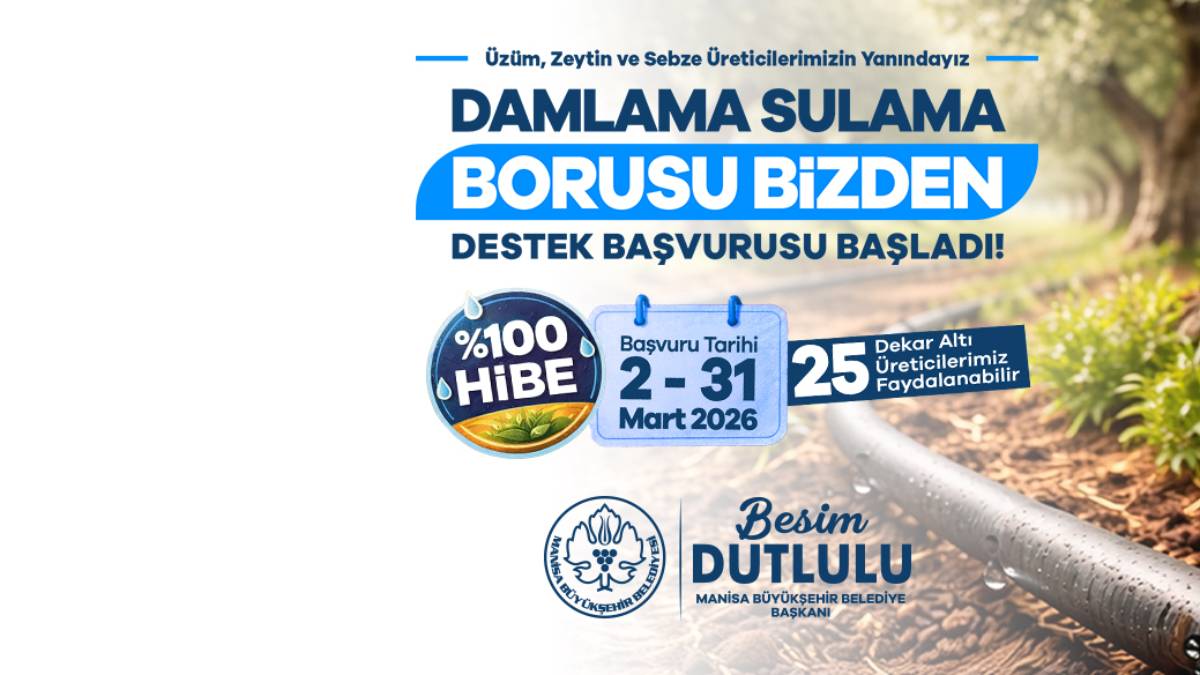 Büyükşehir’den üreticilere yüzde 100 hibe desteği: “Damlama Sulama Borusu Bizden” projesinde başvurular başladı