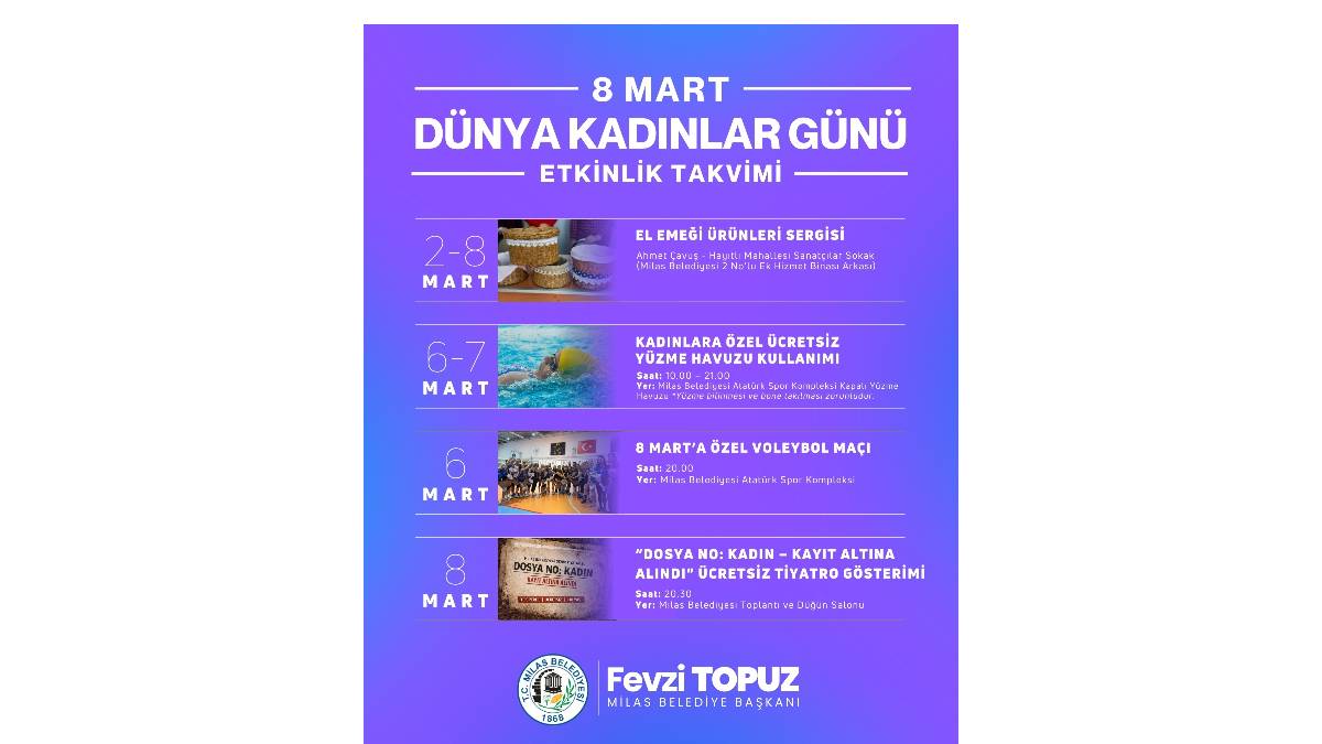 Milas Belediyesi 8 Mart’ı birbirinden farklı etkinliklerle karşılayacak