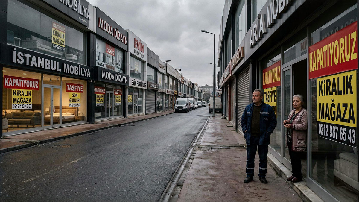 Vitrinlerini artık mobilyalar değil 'Kapatıyoruz' yazıları süslüyor