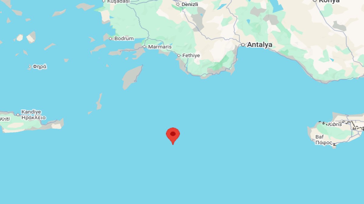 Antalya açıklarında 4,6 büyüklüğünde deprem