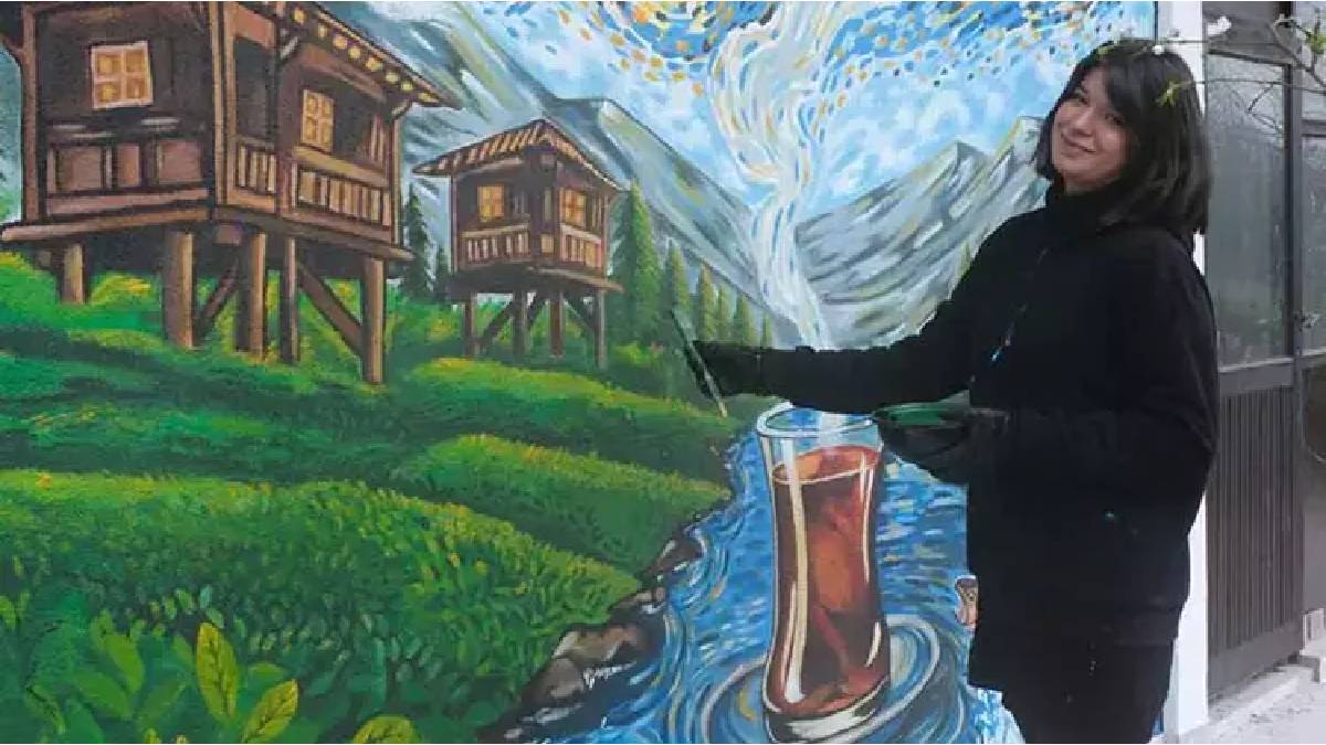 Rize’nin simgesi Van Gogh’la birleşti! Duvarlar yeniden hayat buldu!