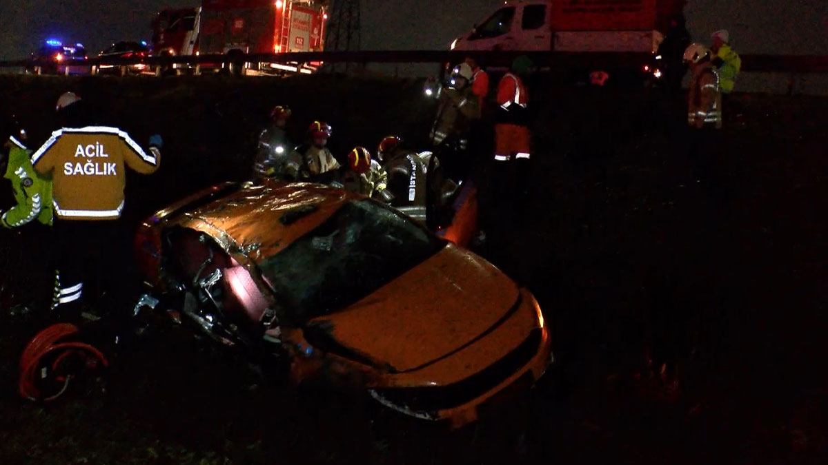 TEM’de facia... Kontrolden çıkan taksi su kanalına uçtu: 3 ölü, 1 yaralı