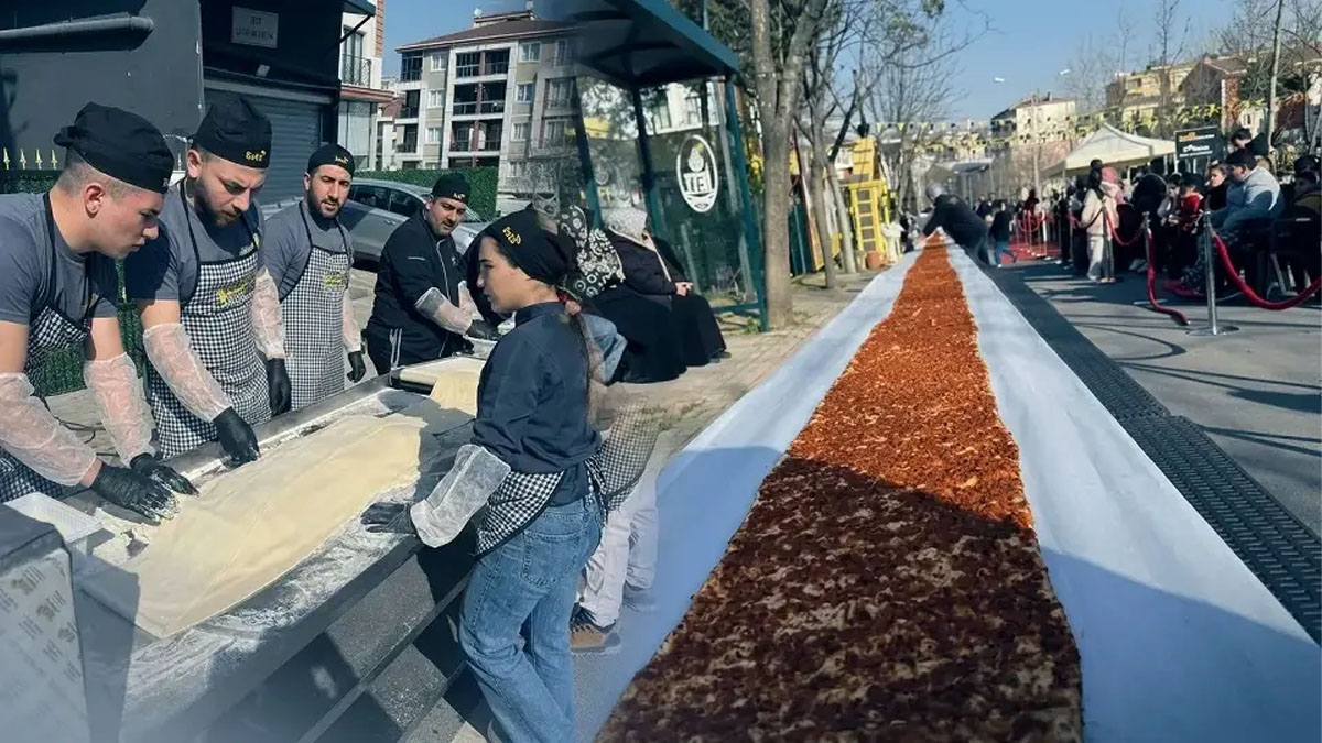Beylikdüzü’nde dev lezzet: 63 metrelik lahmacunla dünya rekoru kırıldı!