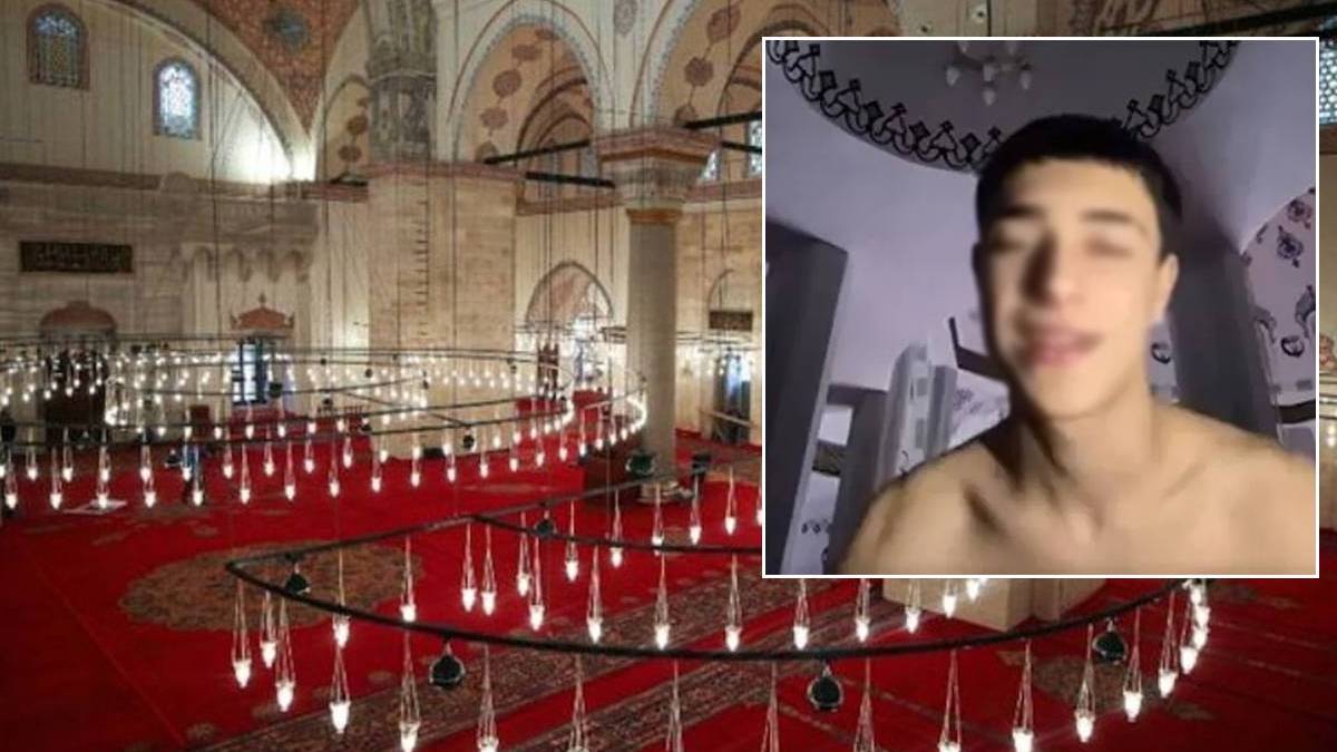 Cami içerisinde yarı çıplak video çekmişti: Gözaltına alındı