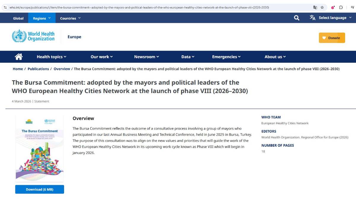 Dünya Sağlık Örgütü ‘Bursa Taahhüdü’nü yayımladı