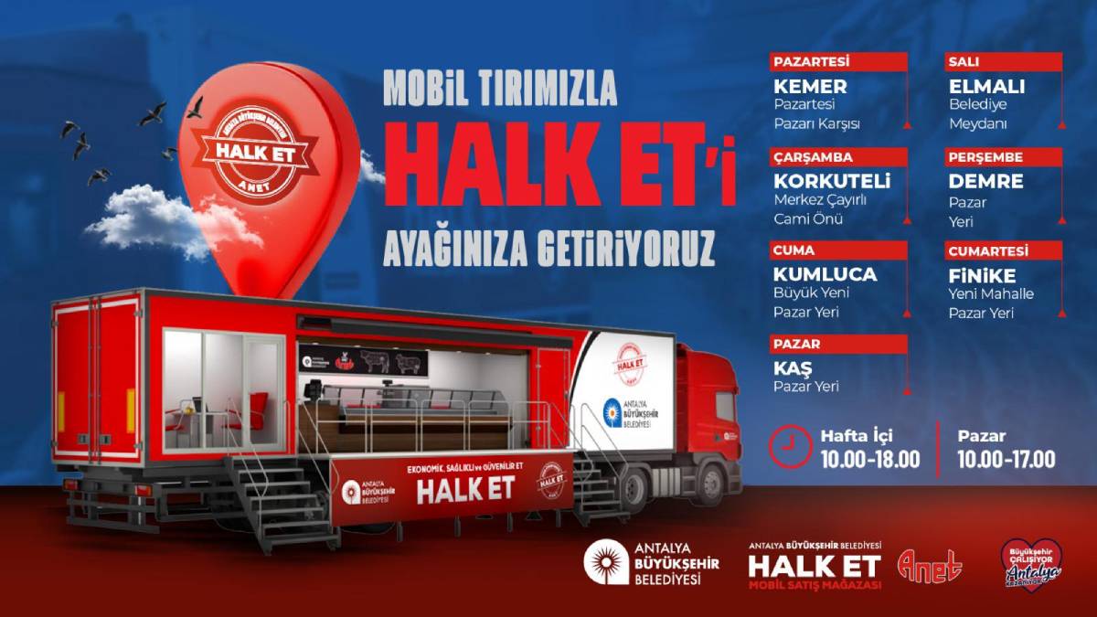 Halk Et Mobil Satış Tırı’na ilçelerde yoğun ilgi