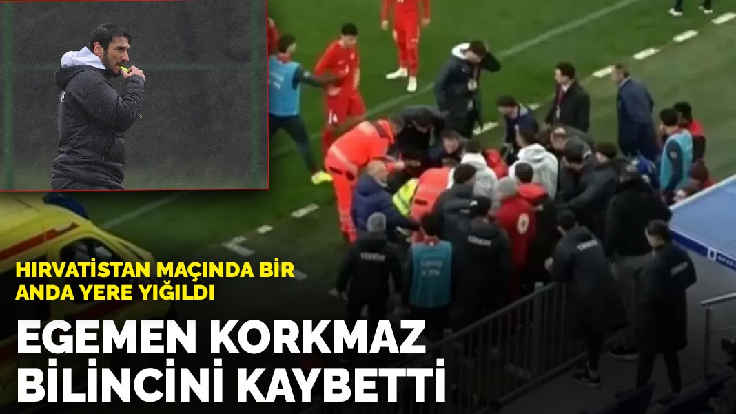 Hırvatistan maçında bir anda yere yığıldı: Egemen Korkmaz bilincini kaybetti