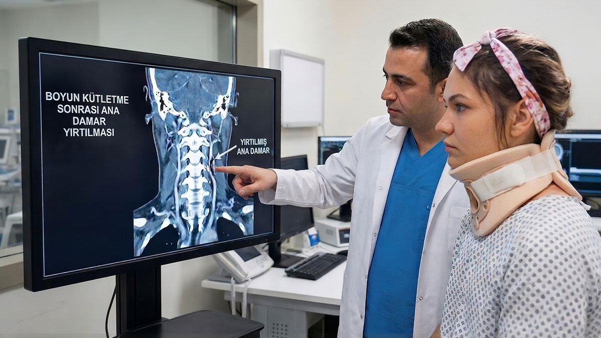 Boynunu kütletirken ana damarını yırttı