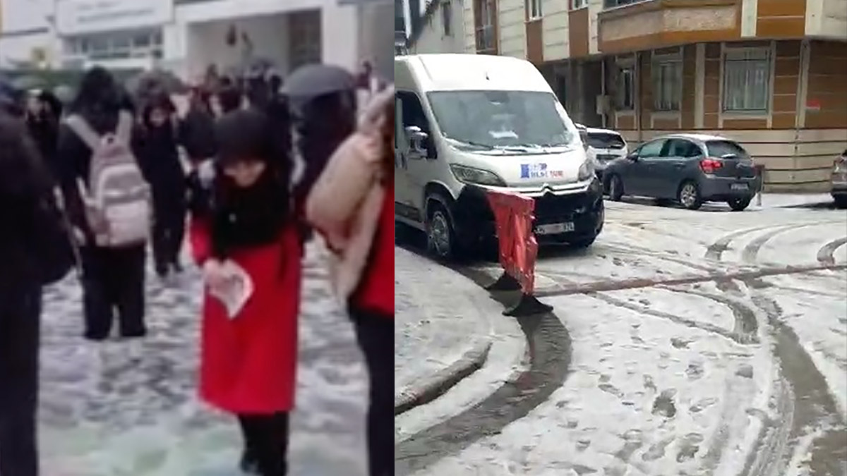 İstanbul’da dolu hayatı vurdu: Sürücüler zorlandı, okul bahçesi kar gibi oldu