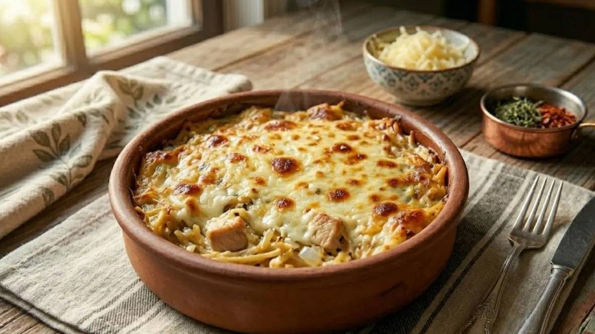 Klasik tarifleri unutun! Tavuğun peynirle buluştuğu efsane lezzet: Fırın Graten Usulü Tavuklu Erişte Tarifi…