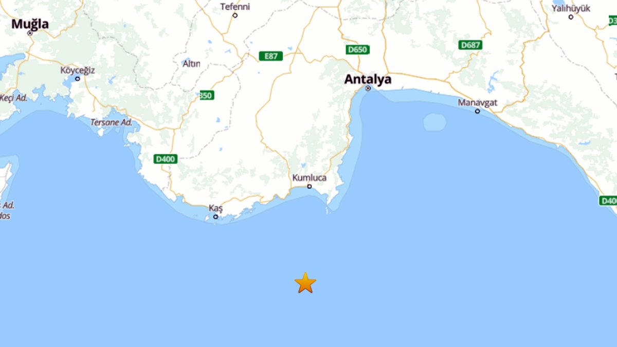 Antalya'da 4,7 büyüklüğünde deprem