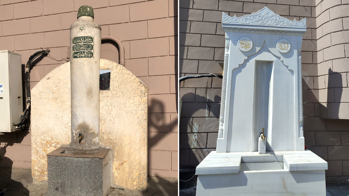 Beykoz’un Üç İshak Ağa çeşmesinden biri artık yok: 300 yıllık tarihi çeşme yıkıldı, yerine mermer kütle koyuldu