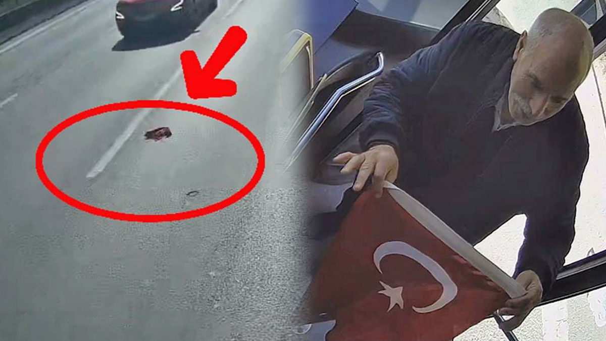 İETT şoförünün hassasiyeti duygulandırdı: Türk bayrağı ayaklar altında değil, baş üstünde olmalı