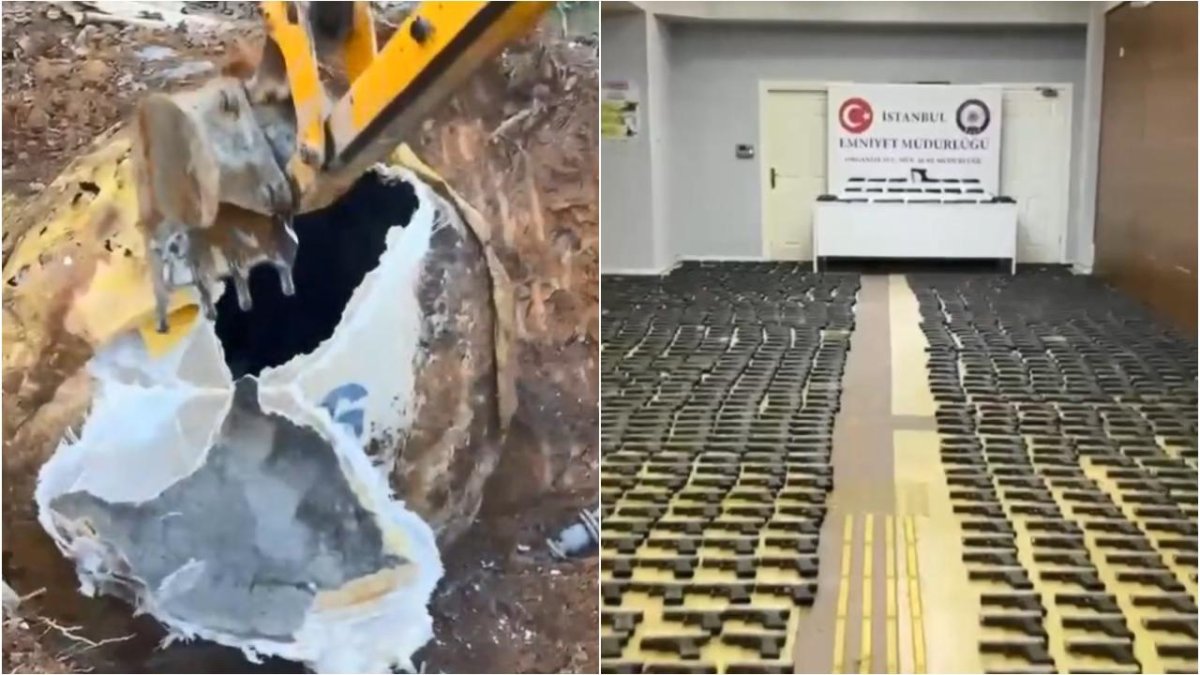 Pendik’te silah kaçakçılığı operasyonu: Toprak altındaki depoda binlerce parça ele geçirildi