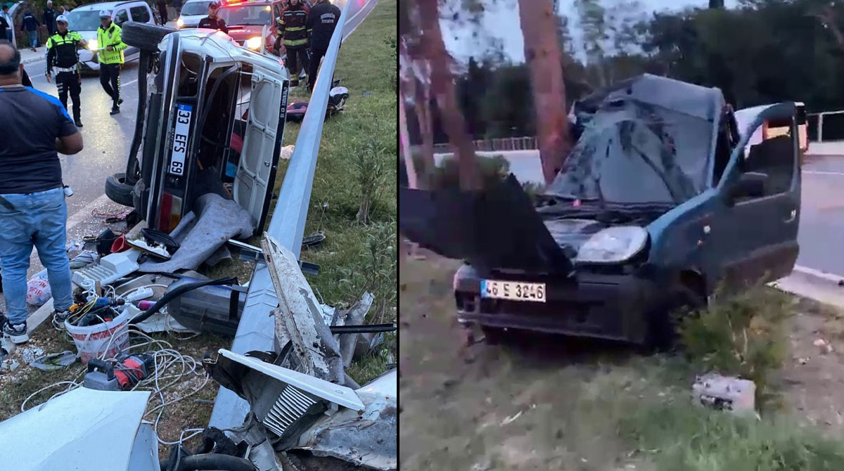 Mersin’de feci kaza... Otomobil ikiye bölündü: 4 yaralı