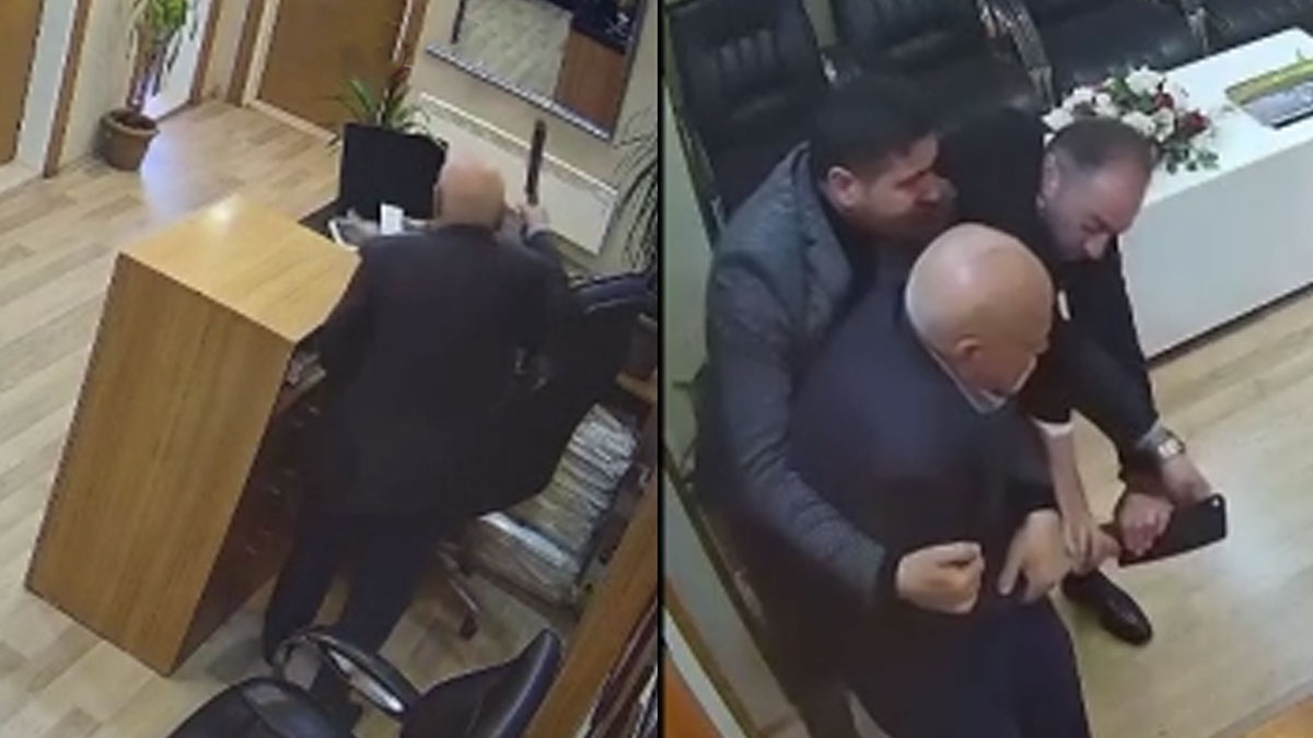 Belediyede satırlı saldırı kamerada: Sekreterin kafasına defalarca vurdu