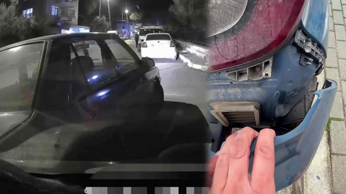 Park halindeki araca çarpıp kaçtı ancak kamerayı unuttu