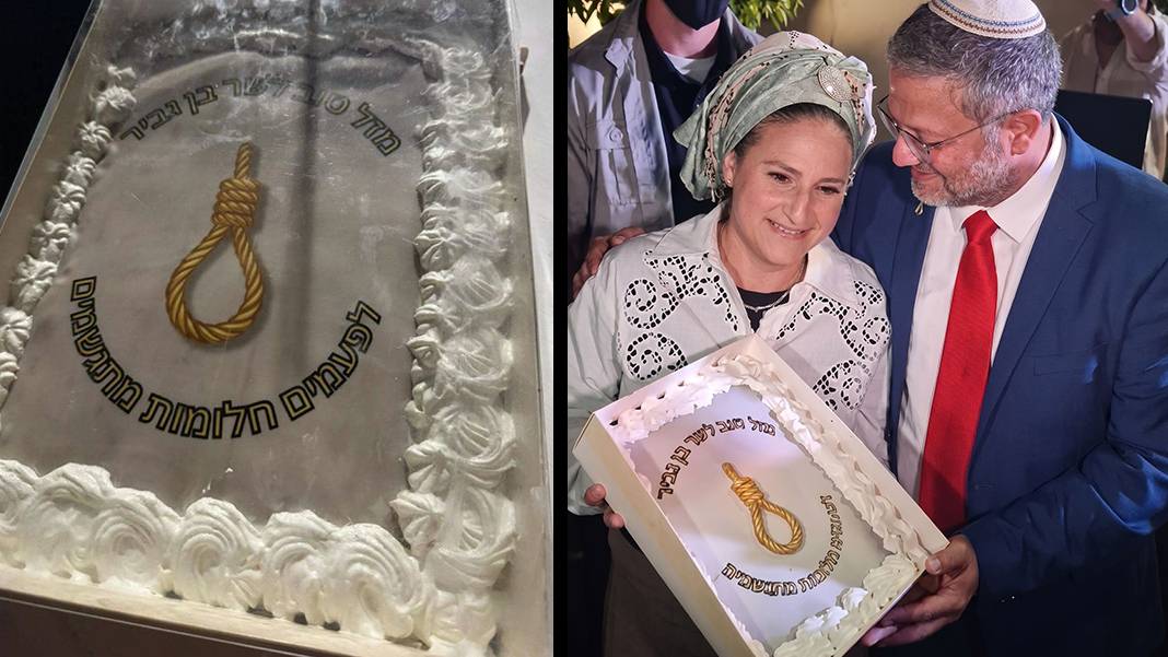 Filistinlilere yönelik skandal yasayı 'Darağacı' pastasıyla kutladılar: İsrailli bakandan mide bulandıran küstahlık