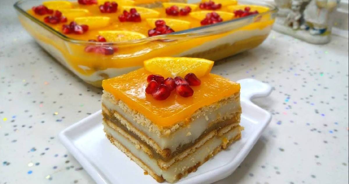 Baharın güneşli lezzeti: Portakallı ve hindistan cevizli bisküvi pastası
