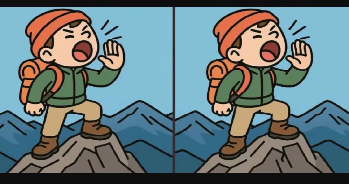 Sadece bir dahinin gözü seçebilir! Dağdaki adam resmindeki 3 farkı 12 saniyede bulun