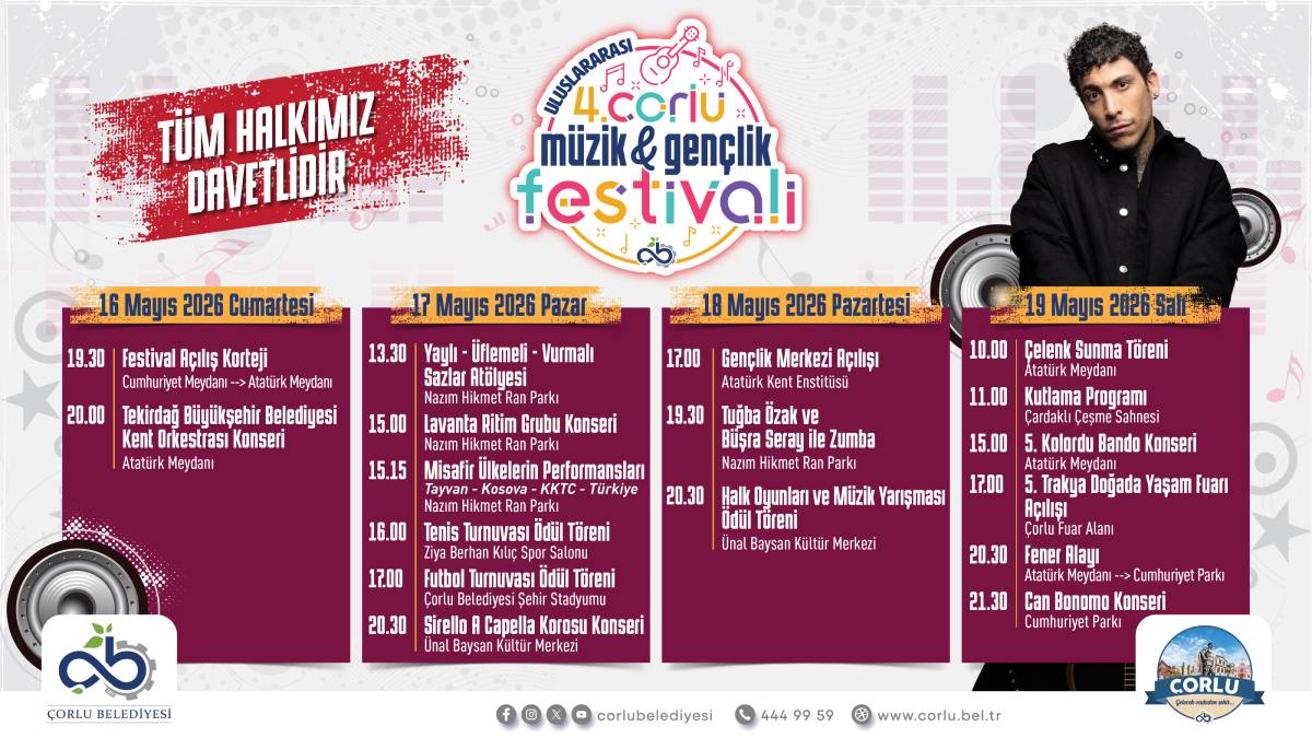 Çorlu’da festival coşkusu başlıyor