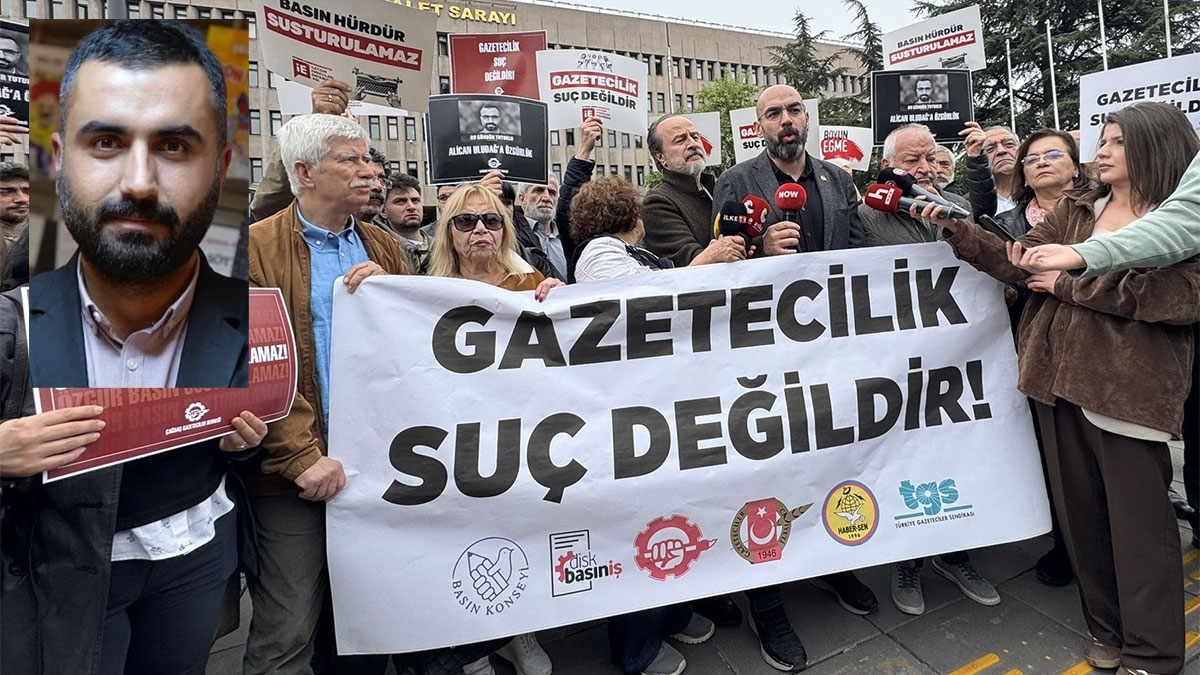 Ankara Adliyesi önünde Alican Uludağ'a destek çağrısı: "Gazetecilik suç değildir"