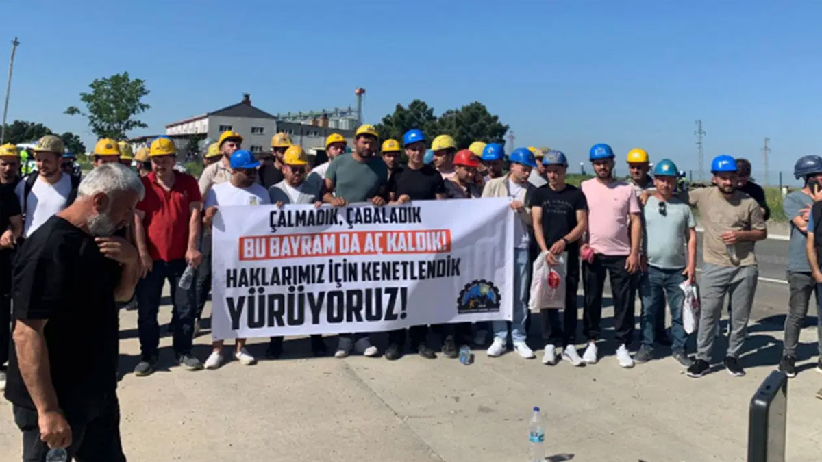 Özşen Madencilik işçileri ödenmeyen hakları için eylemde: Bayramı size zehir ederiz