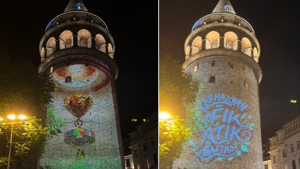 İstanbul'un kalbinde çevre mesajı: Galata Kulesi'nde "sıfır atık" renkleri