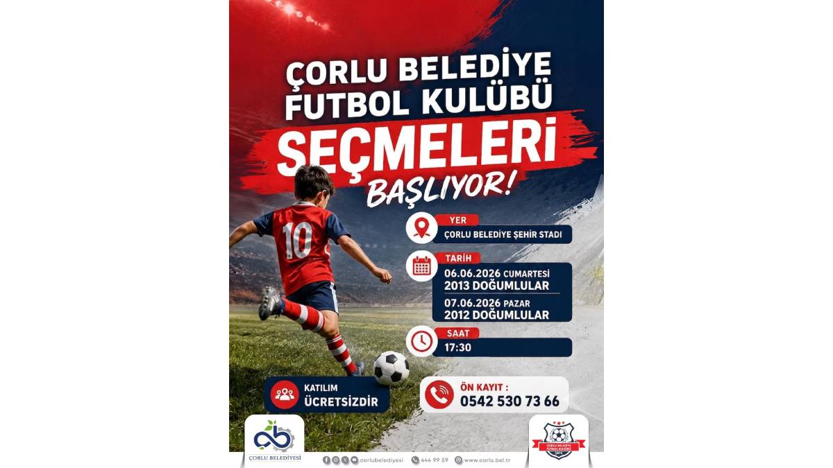 Çorlu’da geleceğin futbol yıldızları seçiliyor