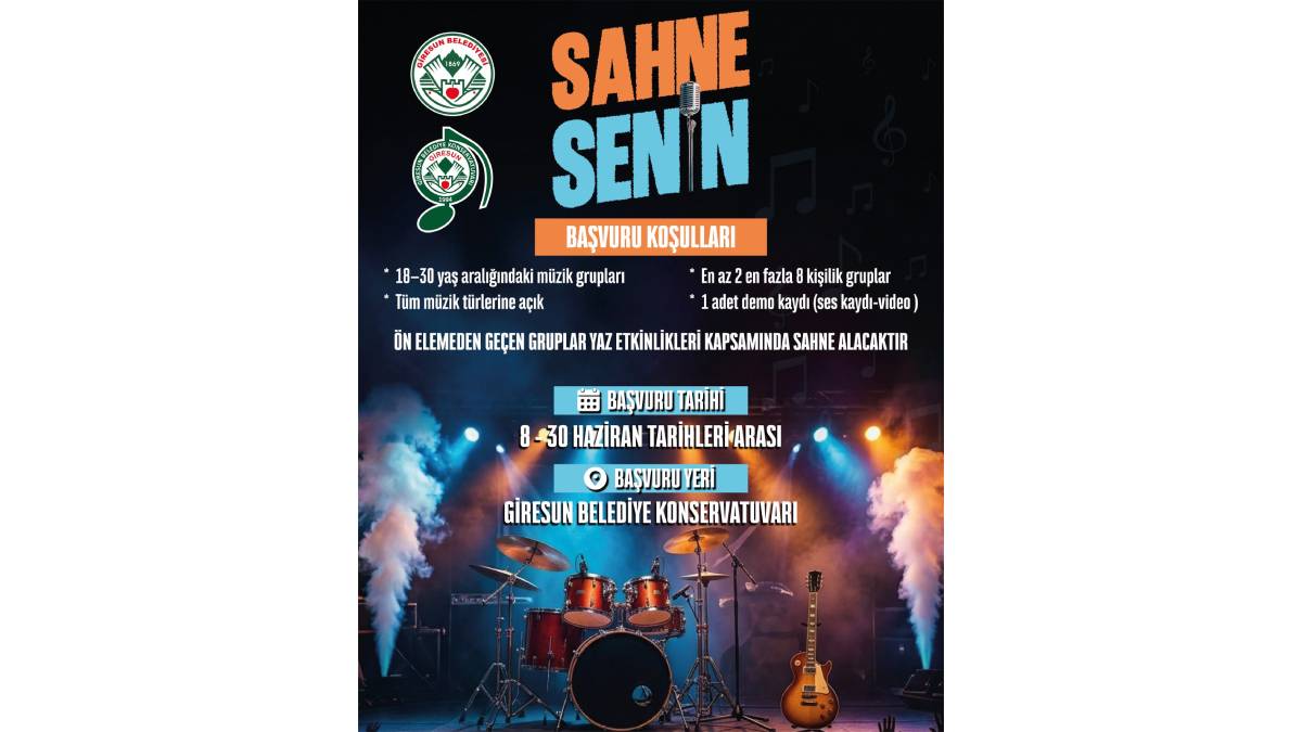 Giresun Belediyesinden genç müzisyenlere fırsat: “Sahne Senin” seçmeleri başlıyor