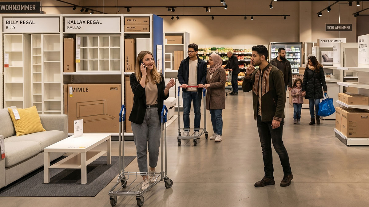 IKEA'da alışveriş yaparken telefonla konuşanlar tek tek uyarılıyor