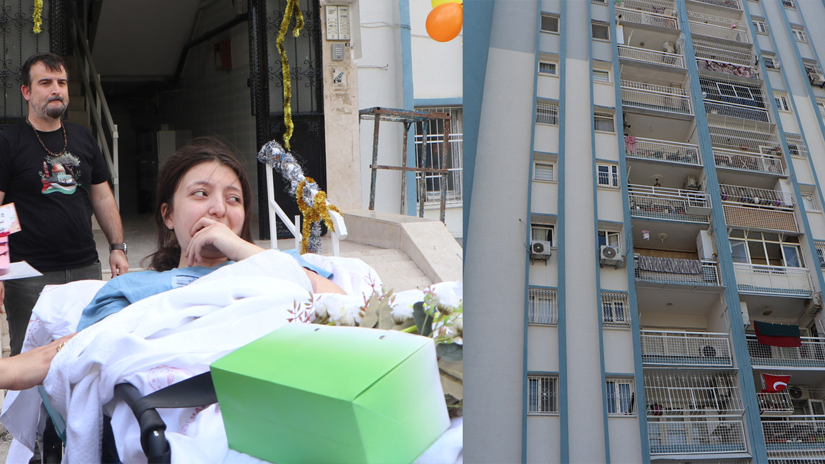 12'nci kattan düşen Ecrin taburcu oldu: Hastane çıkışında pasta ve balonlarla karşılandı
