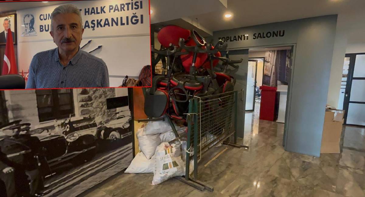 CHP Bursa'da partililer bina girişine barikat kurdu