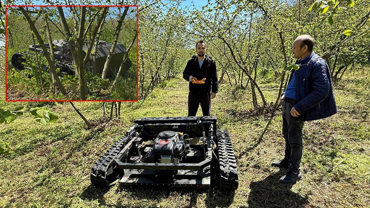 Günler süren fındık bahçesi yabani ot temizliğini 3 saatte bitiriyor
