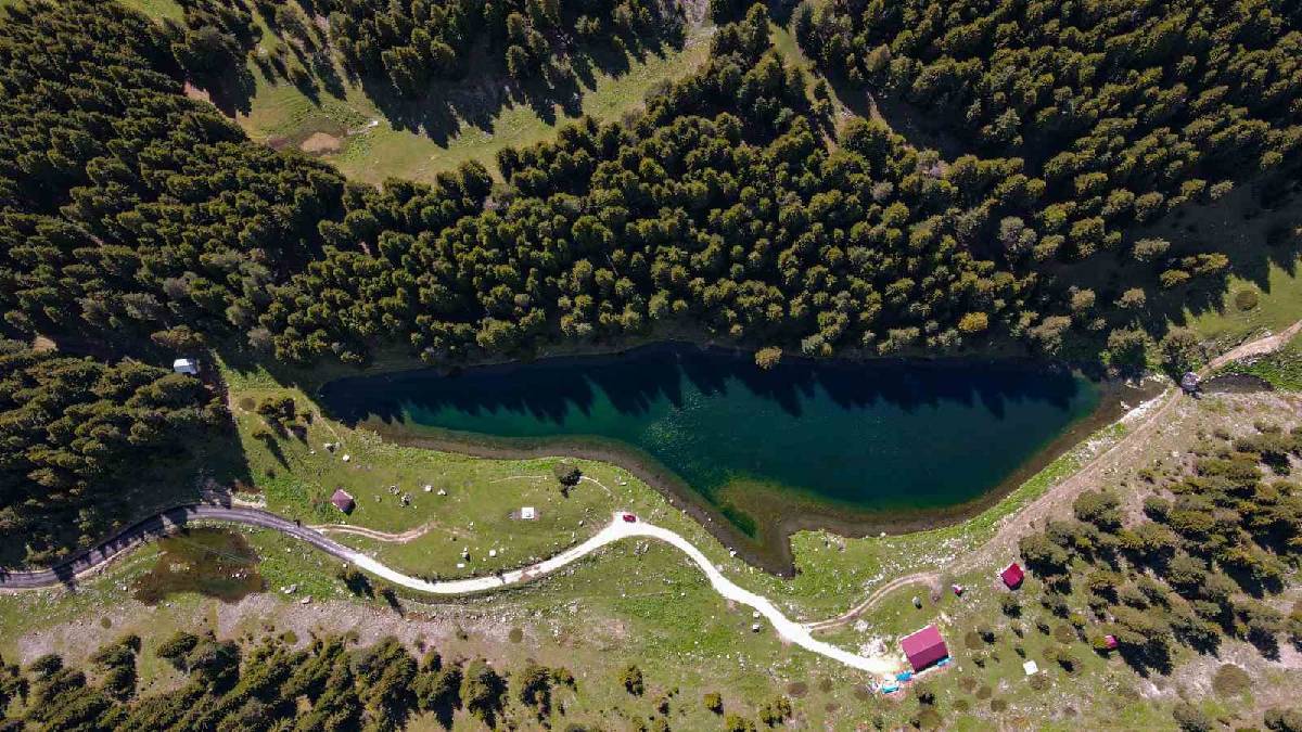 Havadan bakınca ‘Balığı’ anımsatıyor! Artvin’in sakin cenneti yaz ayıyla canlandı
