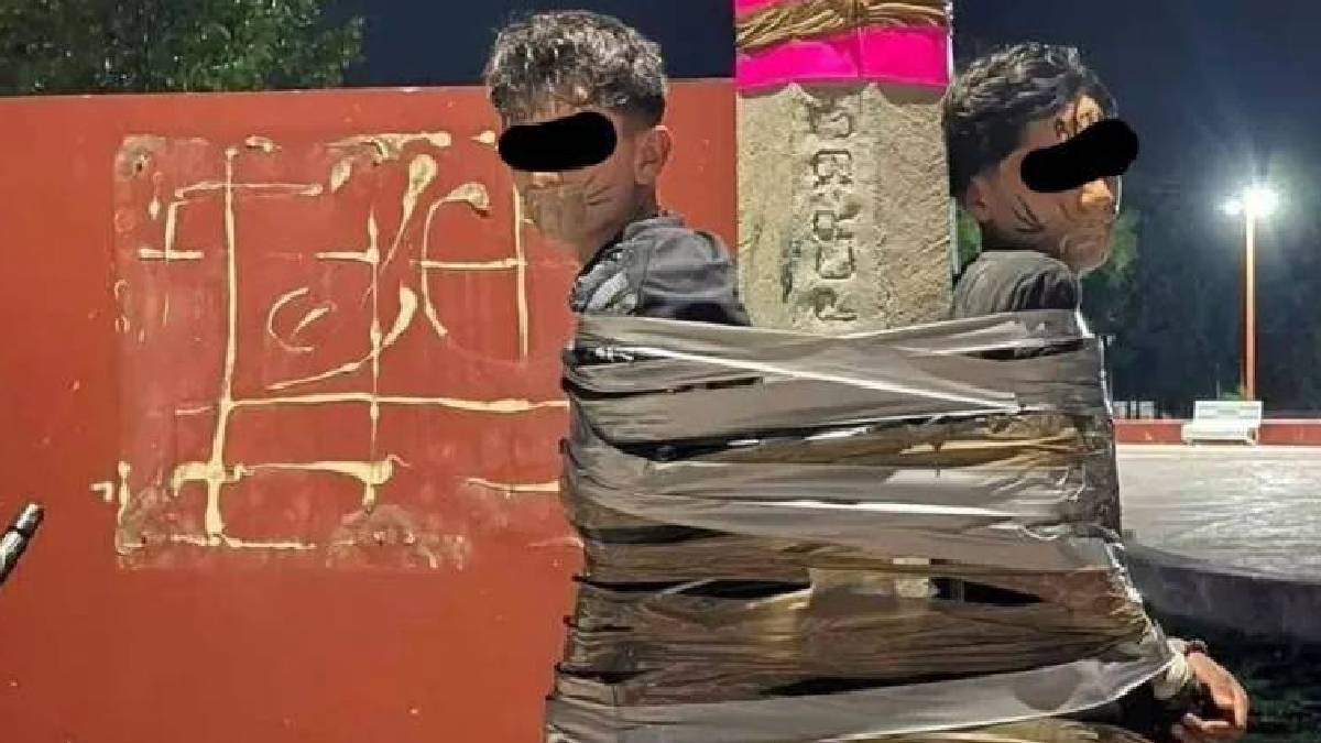 Polise teslim etti: Batman" lakaplı kişi hırsızları direklere bağladı, yüzlerine kedi bıyığı çizdi