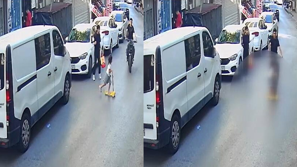 Beyoğlu'nda 4 yaşındaki çocuğa motosiklet çarptı: Kaza anı kamerada