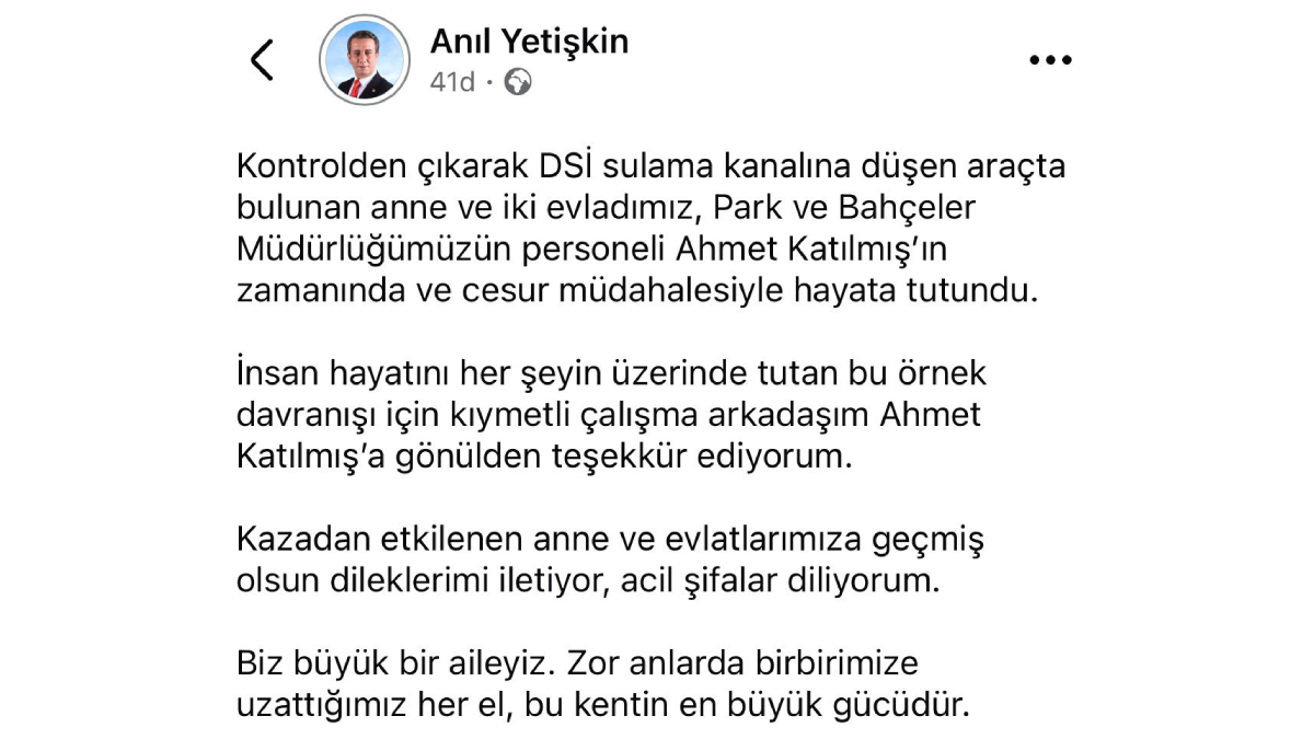 Başkan Anıl Yetişkin’den kahraman ekibe tebrik