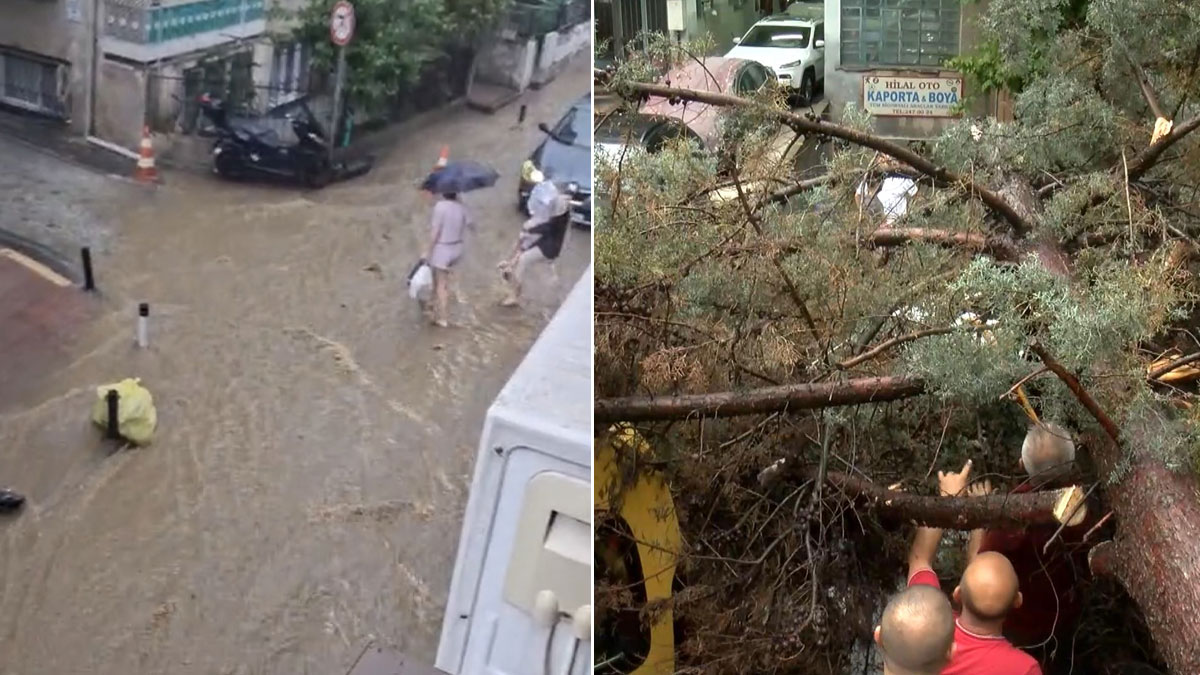Süper hücre uyarısının ardından İstanbul'u sağanak vurdu: Yollar göle döndü, ağaçlar devrildi
