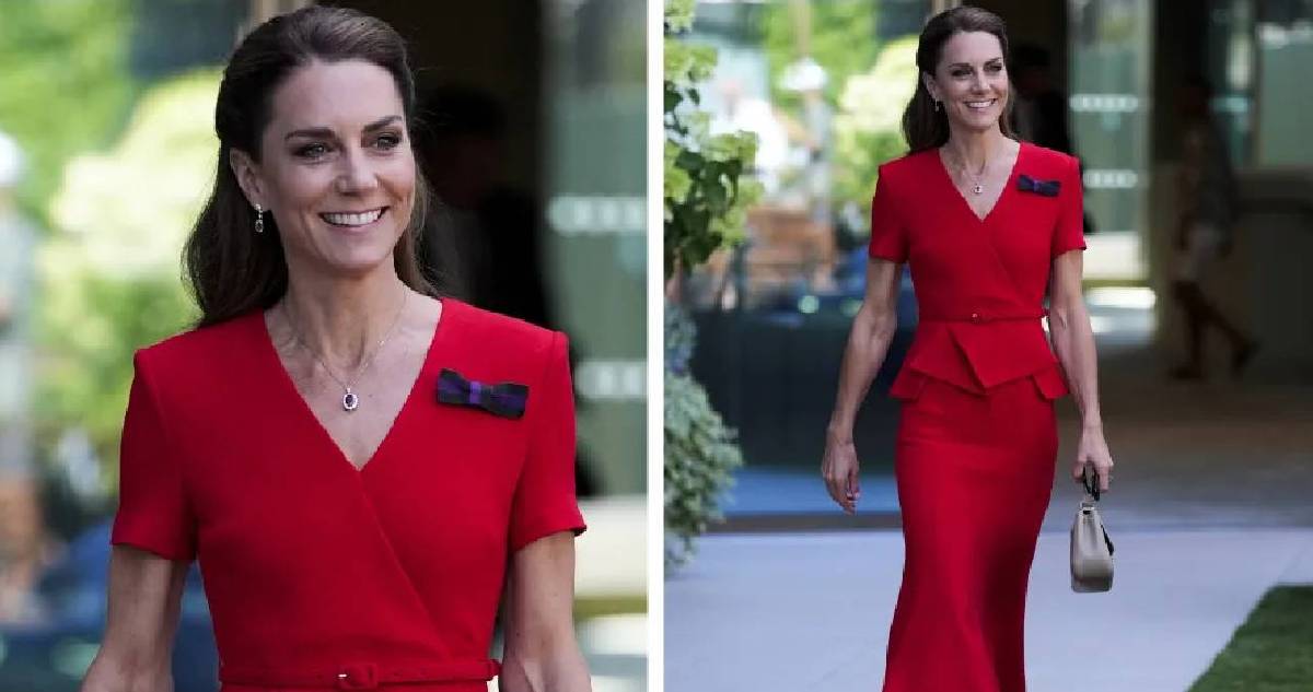 Kate Middleton zarafetini konuşturdu: Wimbledon turnuvasına kırmızı elbisesi damga vurdu